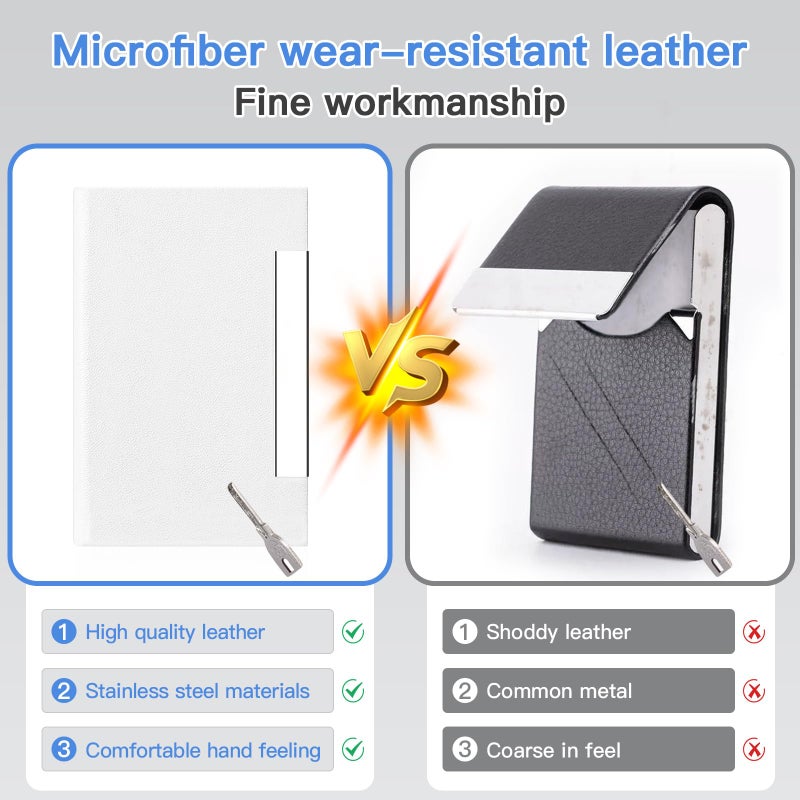 Padike Business Card Holder, Business Card Case Professional PU Leather & Stainless Steel Multi Card Case,Business Card Holder Wallet Credit Card ID Case/Holder for Men & Women. (T-White) - Image 5